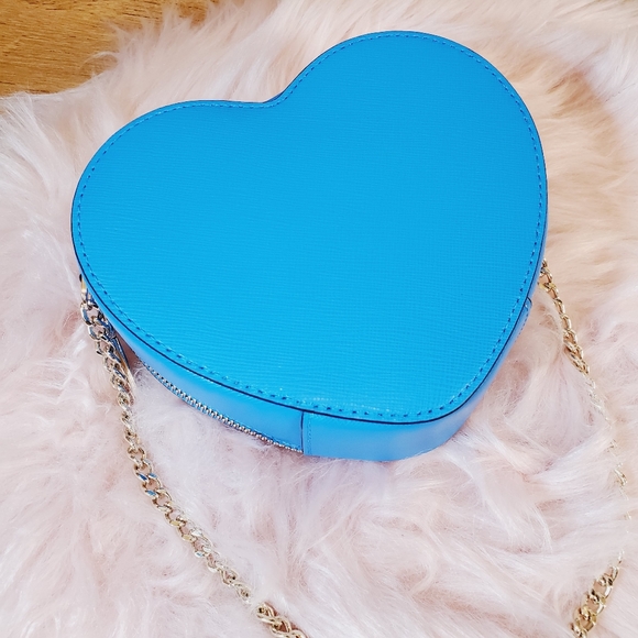 Kate Spade love shack mini heart crossbody bag Blue Summer Night Nwt - Picture 5 of 5